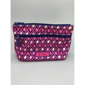 Vera Bradley KATALINA PINK DIAMONDS Patterned Cosmetic Bag Zipper Closure